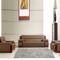 千匠一品 现代办公精选优质橡木实木牛皮1+1+3沙发组合7912-G