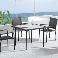 千匠一品户外家具简约休闲铁艺腾编桌椅五件套组合C1019T（20张起订）-X