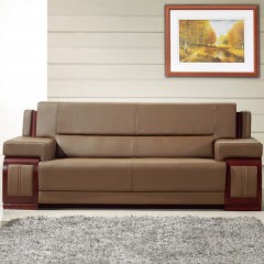 千匠一品 现代办公精选优质橡木实木牛皮1+1+3沙发组合7912-G