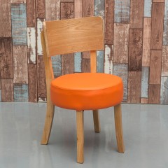 千匠一品现代简约北欧橡木高档西皮餐椅小圆椅YS-55-J