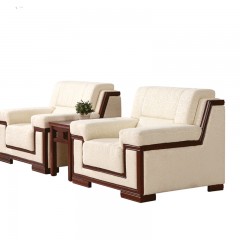 千匠一品 现代办公精选优质橡木实木牛皮沙发椅7057-G