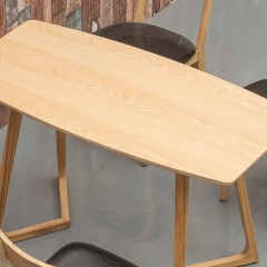千匠一品简约北欧夹板贴水曲柳实木皮台面+白蜡木脚餐桌长桌YS-68-J