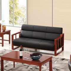 千匠一品 现代简约橡木实木牛皮办公沙发1+1+3组合7302-G