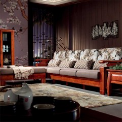 △千匠一品中式红木家具进口榆木转角沙发2902-E