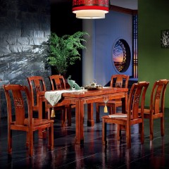 △千匠一品中式红木家具优质进口榆木餐桌HT-C01-E