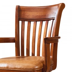 △千匠一品美式简约泰国进口橡木全实木+优质油蜡皮转椅YN9005-F