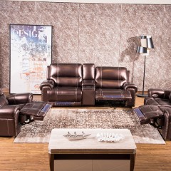 千匠一品现代风格简约优质桉木+皮艺自动功能1+2+3位沙发组合2223B-E