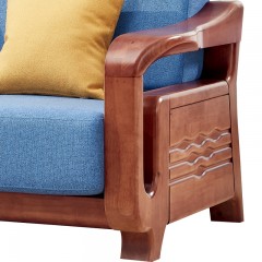千匠一品北欧优质橡胶木+高档棉麻布艺1+2+3沙发组合9002-J