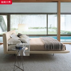千匠一品 现代风格 优质绒布+实木框架+高密度海绵+五金脚 时尚简约贝壳床-L