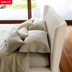 千匠一品 现代风格 优质绒布+实木框架+高密度海绵+五金脚 时尚简约贝壳床-L