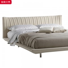 千匠一品 现代风格 优质绒布+实木框架+高密度海绵+五金脚 时尚简约贝壳床-L