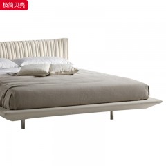 千匠一品 现代风格 优质绒布+实木框架+高密度海绵+五金脚 时尚简约贝壳床-L