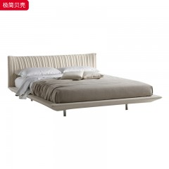 千匠一品 现代风格 优质绒布+实木框架+高密度海绵+五金脚 时尚简约贝壳床-L