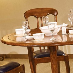 千匠一品中式风格优质乌金木圆餐桌+餐椅1750-E