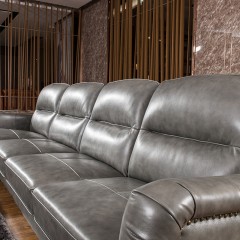千匠一品精选现代风格简约优质桉木真皮转角沙发P745-E
