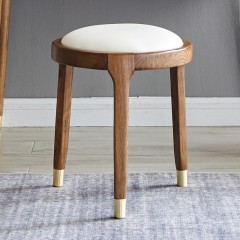 千匠一品 北欧风格精选进口白蜡木实木框架+优质西皮坐垫 妆凳ZT-02-L