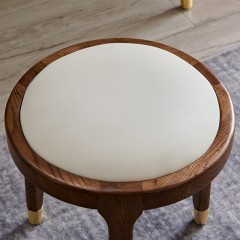 千匠一品 北欧风格精选进口白蜡木实木框架+优质西皮坐垫 妆凳ZT-02-L
