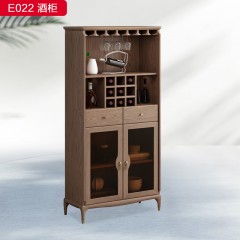 千匠一品 北欧风格 北美进口白蜡木+五金拉手+五金套脚+茶色玻璃 高档大气酒柜 E022 酒柜-X