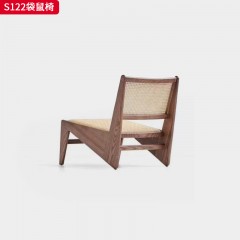 千匠一品 北欧风格 北美进口白蜡木+印尼真藤 高档大气袋鼠椅S122袋鼠椅-X