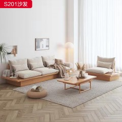 千匠一品 北欧风格 橡胶木指接板贴白蜡木皮+优质棉麻布+高密度海绵 高档大气沙发 S201沙发-X