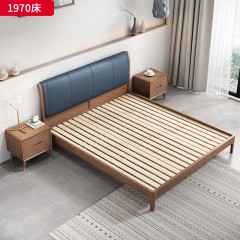 千匠一品 北欧风格 白蜡木+高密度海绵+优质科技布 高档大气床 1970床-X