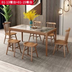 千匠一品 北欧风格 北美进口白蜡木+岩板 高档大气餐桌 01-13餐台/01-15餐台  -X