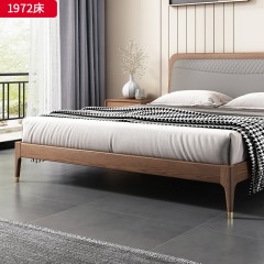 千匠一品 北欧风格 北美进口白蜡木+优质科技布+高密度海绵 简约精致床 1972床