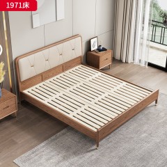 千匠一品 北欧风格 北美进口白蜡木+优质仿真皮+高密度海绵 精致简约床 1971床-X
