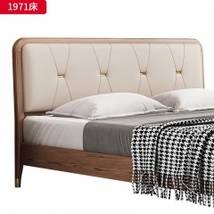 千匠一品 北欧风格 北美进口白蜡木+优质仿真皮+高密度海绵 精致简约床 1971床-X