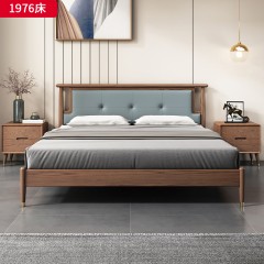 千匠一品 北欧风格 北美进口白蜡木+优质仿真皮+高密度海绵 高档简约床 1976床  1901-2床头柜-X
