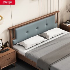 千匠一品 北欧风格 北美进口白蜡木+优质仿真皮+高密度海绵 高档简约床 1976床  1901-2床头柜-X