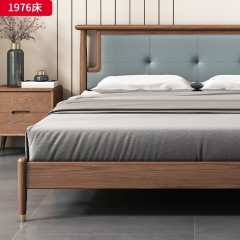 千匠一品 北欧风格 北美进口白蜡木+优质仿真皮+高密度海绵 高档简约床 1976床  1901-2床头柜-X