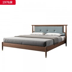 千匠一品 北欧风格 北美进口白蜡木+优质仿真皮+高密度海绵 高档简约床 1976床  1901-2床头柜-X