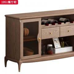千匠一品 北欧风格 北美进口白蜡木+五金拉手+茶色玻璃+五金套脚 高档大气餐边柜  1951 餐厅柜-X