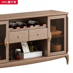 千匠一品 北欧风格 北美进口白蜡木+五金拉手+茶色玻璃+五金套脚 高档大气餐边柜  1951 餐厅柜-X