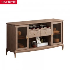 千匠一品 北欧风格 北美进口白蜡木+五金拉手+茶色玻璃+五金套脚 高档大气餐边柜  1951 餐厅柜-X