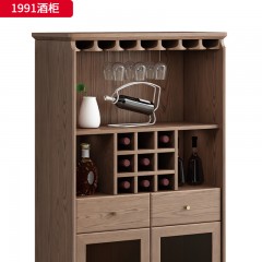 千匠一品 北欧风格 北美进口白蜡木+五金拉手+五金套脚+茶色玻璃 高档大气酒柜 1991 酒柜-X