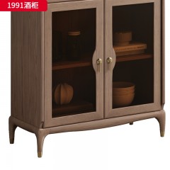 千匠一品 北欧风格 北美进口白蜡木+五金拉手+五金套脚+茶色玻璃 高档大气酒柜 1991 酒柜-X