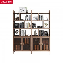 千匠一品 北欧风格 北美白蜡木+玻璃 高档大气书柜 1993书柜-X