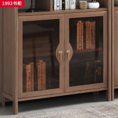 千匠一品 北欧风格 北美白蜡木+玻璃 高档大气书柜 1993书柜-X