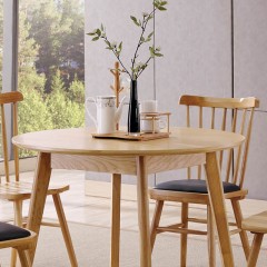 千匠一品北欧风格精选优质进口白蜡木斜角圆餐桌DT-12#-X