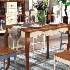 △千匠一品地中海风格精选优质橡木+高密度实木颗粒板1.35M餐桌YF930-E