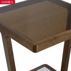 △千匠一品 轻奢新中式风格 北美黑胡桃木+雪山白岩板 时尚大气边几 1153 边几-X