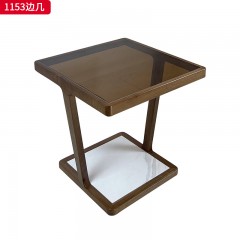 △千匠一品 轻奢新中式风格 北美黑胡桃木+雪山白岩板 时尚大气边几 1153 边几-X