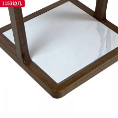 △千匠一品 轻奢新中式风格 北美黑胡桃木+雪山白岩板 时尚大气边几 1153 边几-X