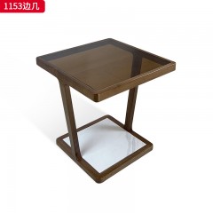 △千匠一品 轻奢新中式风格 北美黑胡桃木+雪山白岩板 时尚大气边几 1153 边几-X