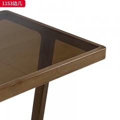 △千匠一品 轻奢新中式风格 北美黑胡桃木+雪山白岩板 时尚大气边几 1153 边几-X