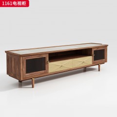 （精品）千匠一品 轻奢新中式风格 北美黑胡桃木+雪山白岩板+钢化玻璃 时尚大气电视柜 1161 电视柜-X