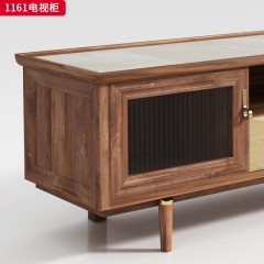 （精品）千匠一品 轻奢新中式风格 北美黑胡桃木+雪山白岩板+钢化玻璃 时尚大气电视柜 1161 电视柜-X