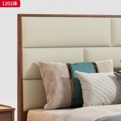 （精品）千匠一品 轻奢新中式风格 北美黑胡桃木+纳帕真皮+高密度海绵 高档时尚床1202 床-X